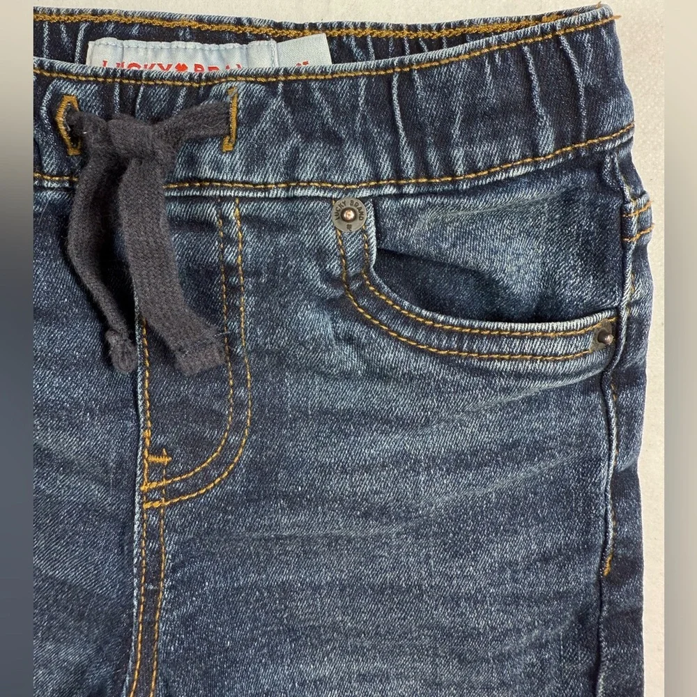 LUCKY BRAND Toddler Boys Pull On Denim Shorts 2T Elastic Waist Soft Stretch Jean